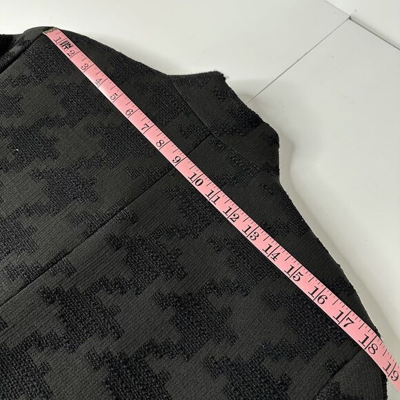 Louben Houndstooth Jacket Sz 16 Black Wool Blend Open Front Old Money Career - Picture 11 of 13